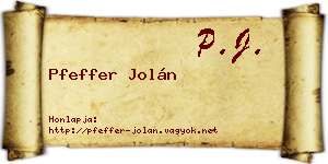 Pfeffer Jolán névjegykártya